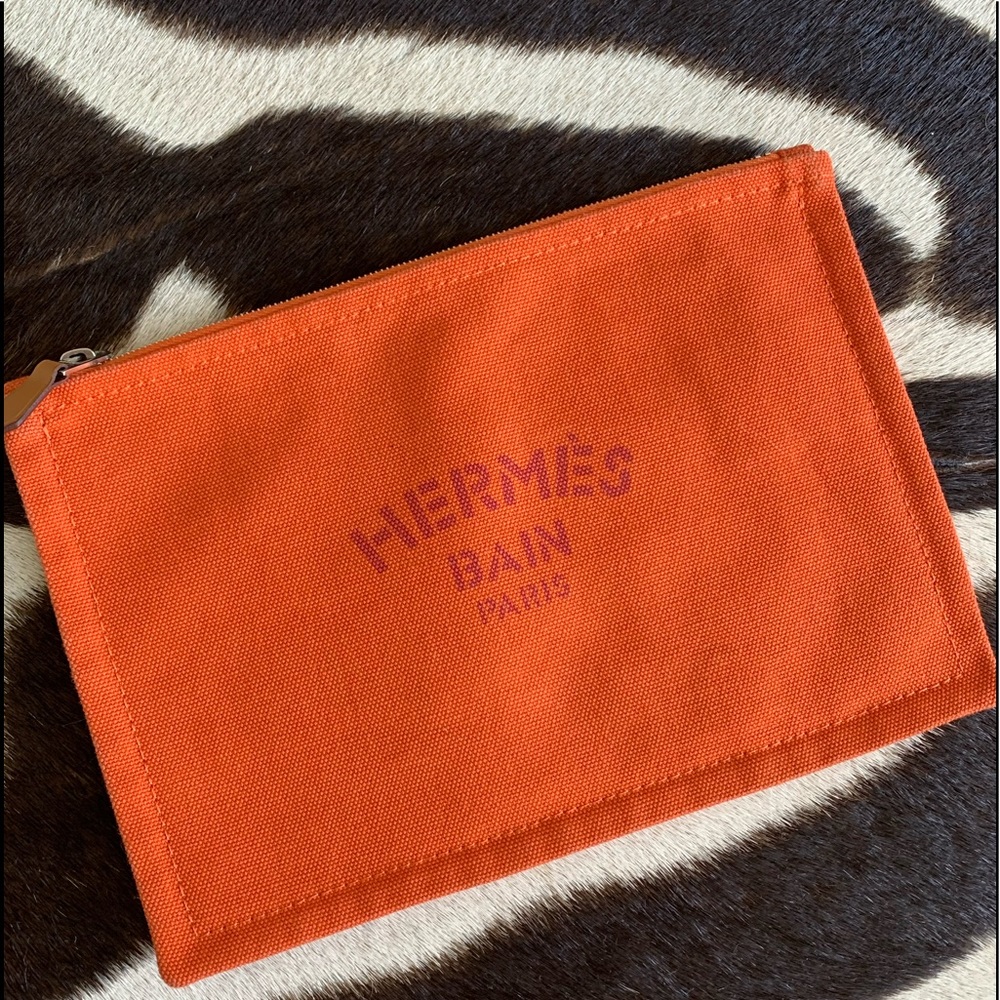 Hermés Bain Yachting Orange flat clutch pouch